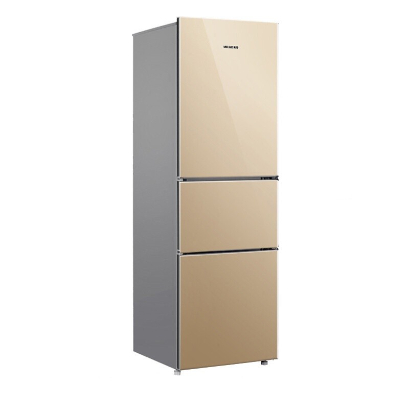 美菱 208升三门小型冰箱家用节能省电中门软冷冻玫瑰金
