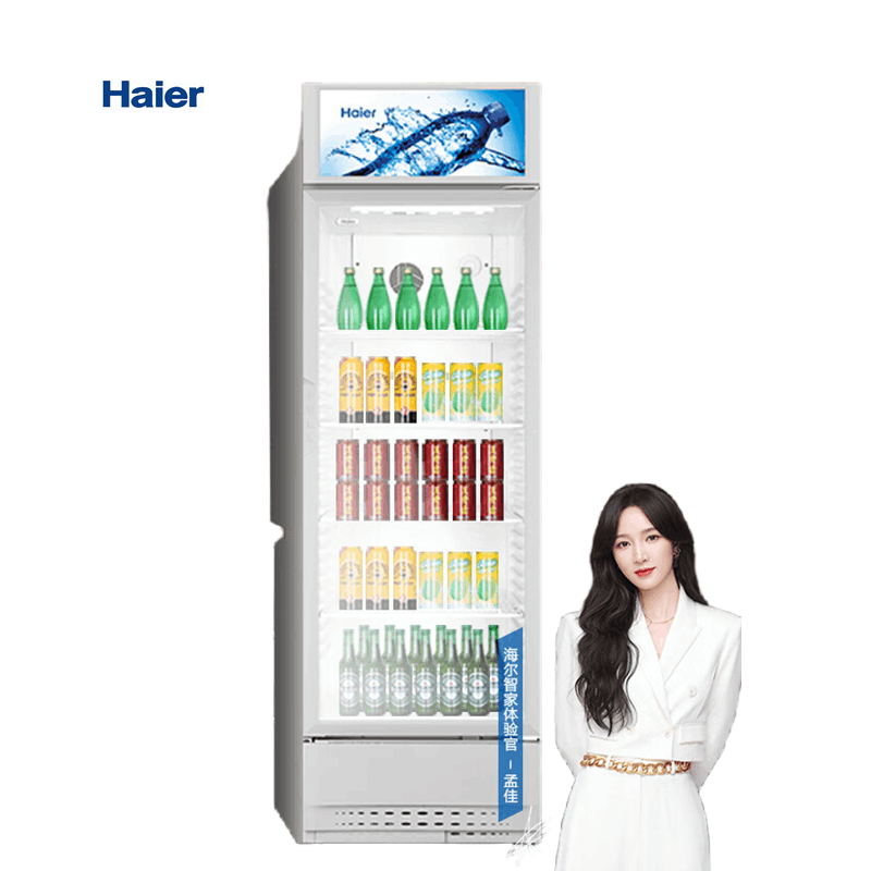 海尔 320升风冷无霜立式展示冰柜饮料冷藏保鲜冷柜一级能效