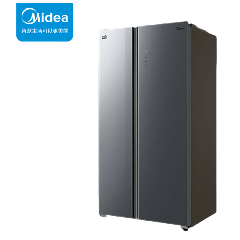美的 610升电冰箱变频一级能效双开门家用智能墨兰灰-隐秀