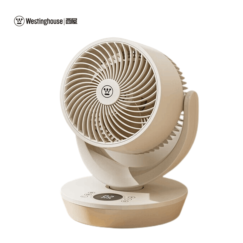 西屋 电风扇家用小型桌面摇头定时台式空气循环扇自动调温白色