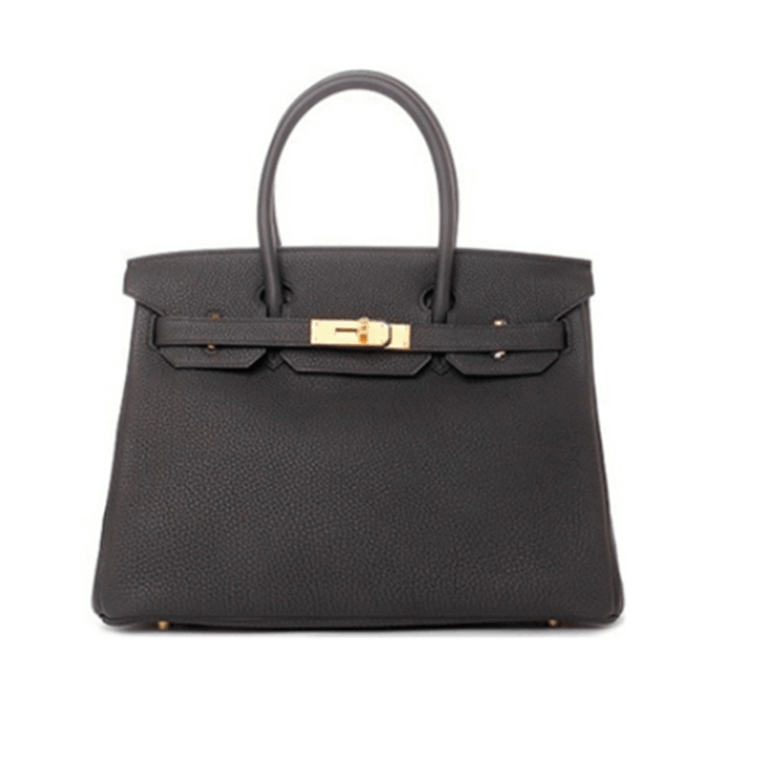 爱马仕 女包 Birkin 30黑色logo牛皮金扣手提包